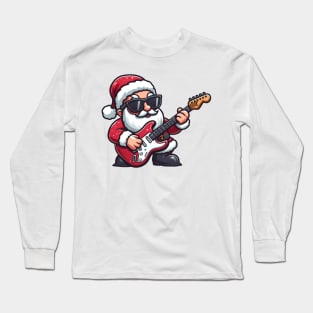 Santa Claus Playing Electric Guitar Long Sleeve T-Shirt